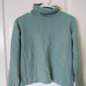 Valerie Stevens 100% 2-Ply Cashmere Turtleneck Dusty Turquoise Size L